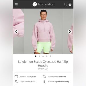 Lululemon Scuba Oversized Half-Zip M/L Hoodie- Pink Peony